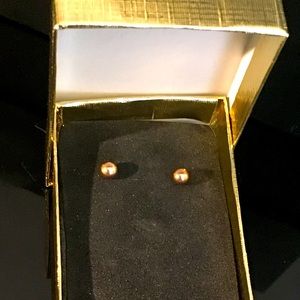 14K Solid Rose Gold Moricci Ball Stud Earrings 4MM